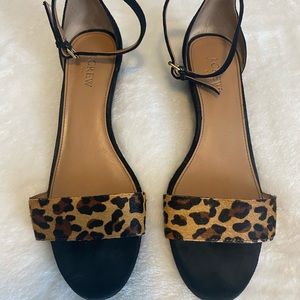 Like new jcrew sandals in black and leopard with small heel